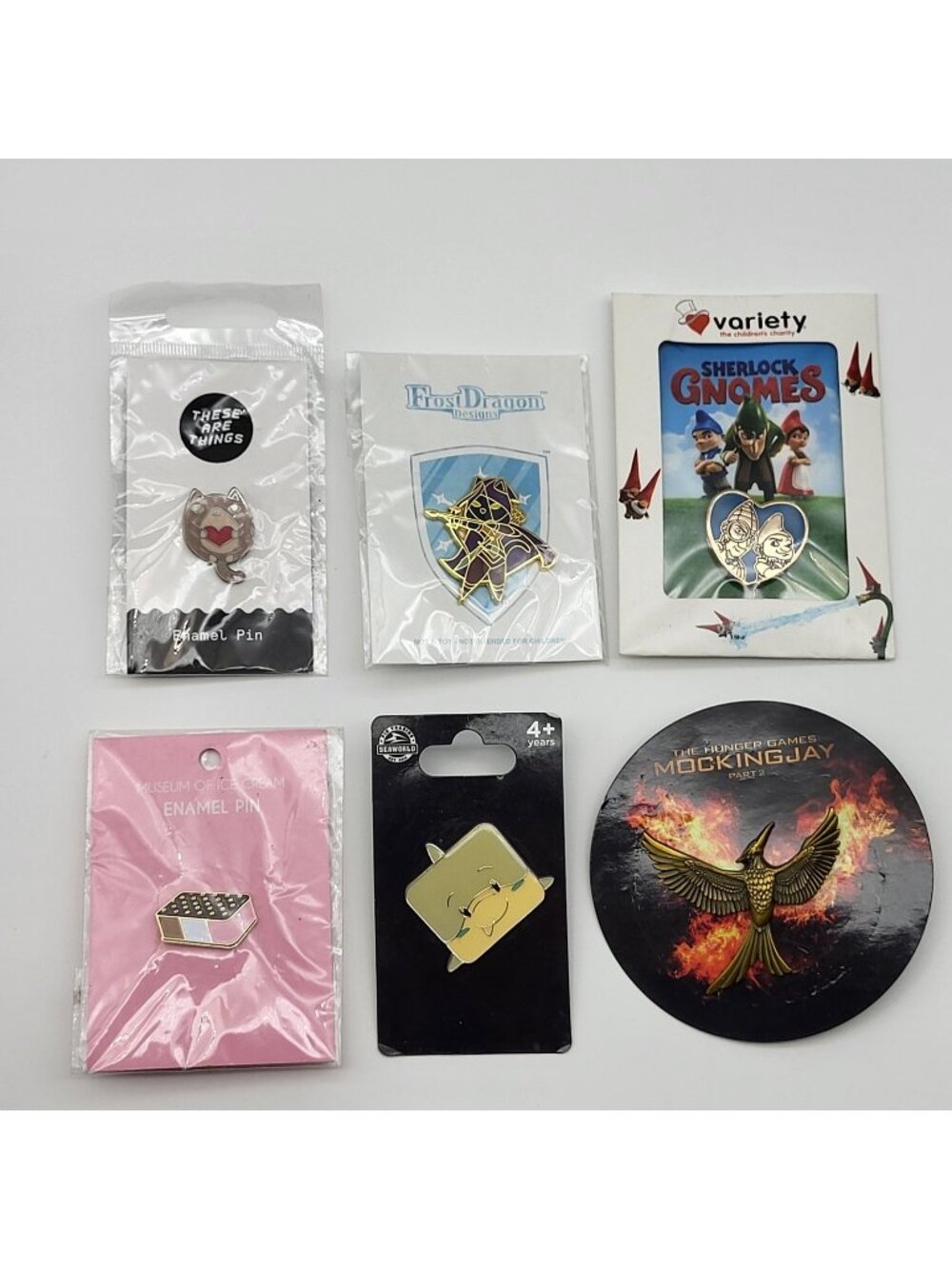 Pin Collection Enamel Ice Cream Mockingjay Shark New on card pins